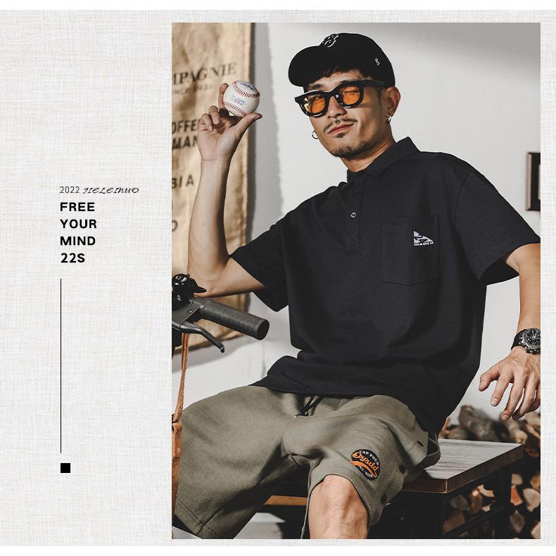 ポロシャツ 半袖 プルオーバーシャツ メンズ ポケット付き ビッグシルエット ワンポイント ストリート リゾート | ホームアイホーム | 14