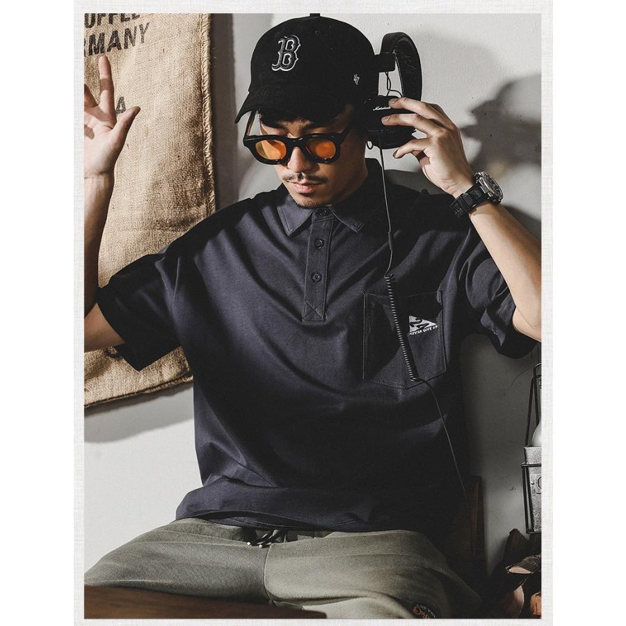 ポロシャツ 半袖 プルオーバーシャツ メンズ ポケット付き ビッグシルエット ワンポイント ストリート リゾート | ホームアイホーム | 15