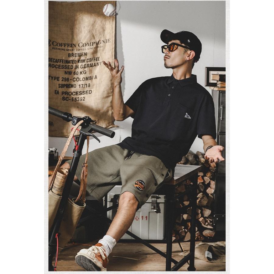 ポロシャツ 半袖 プルオーバーシャツ メンズ ポケット付き ビッグシルエット ワンポイント ストリート リゾート | ホームアイホーム | 16