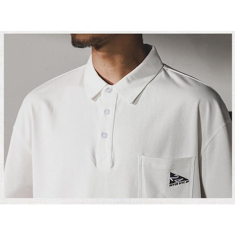 ポロシャツ 半袖 プルオーバーシャツ メンズ ポケット付き ビッグシルエット ワンポイント ストリート リゾート | ホームアイホーム | 17