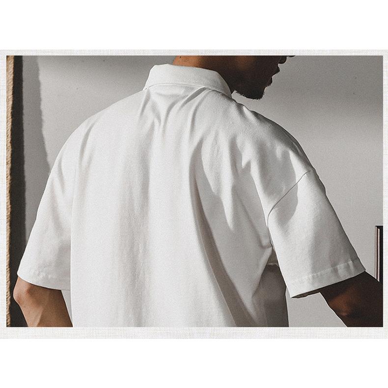 ポロシャツ 半袖 プルオーバーシャツ メンズ ポケット付き ビッグシルエット ワンポイント ストリート リゾート | ホームアイホーム | 19