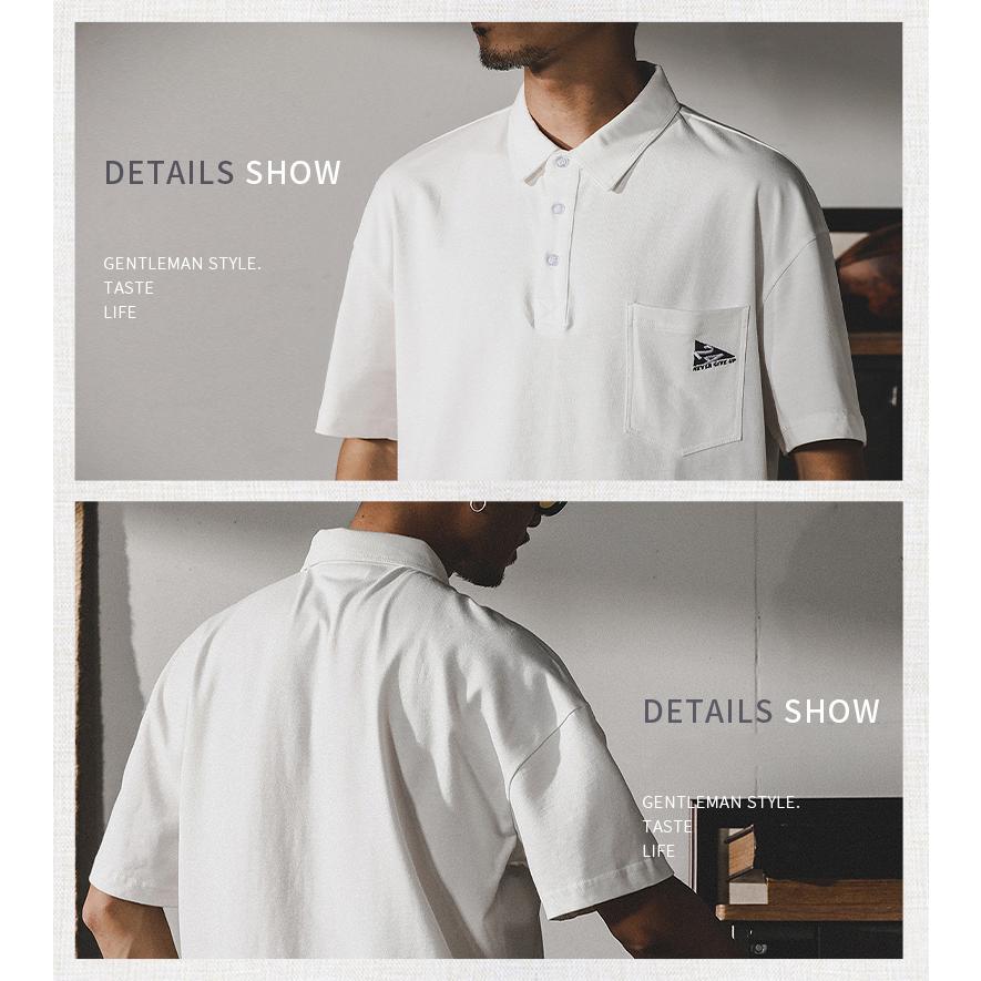 ポロシャツ 半袖 プルオーバーシャツ メンズ ポケット付き ビッグシルエット ワンポイント ストリート リゾート | ホームアイホーム | 02