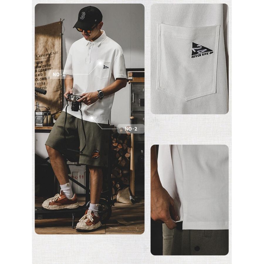 ポロシャツ 半袖 プルオーバーシャツ メンズ ポケット付き ビッグシルエット ワンポイント ストリート リゾート | ホームアイホーム | 03