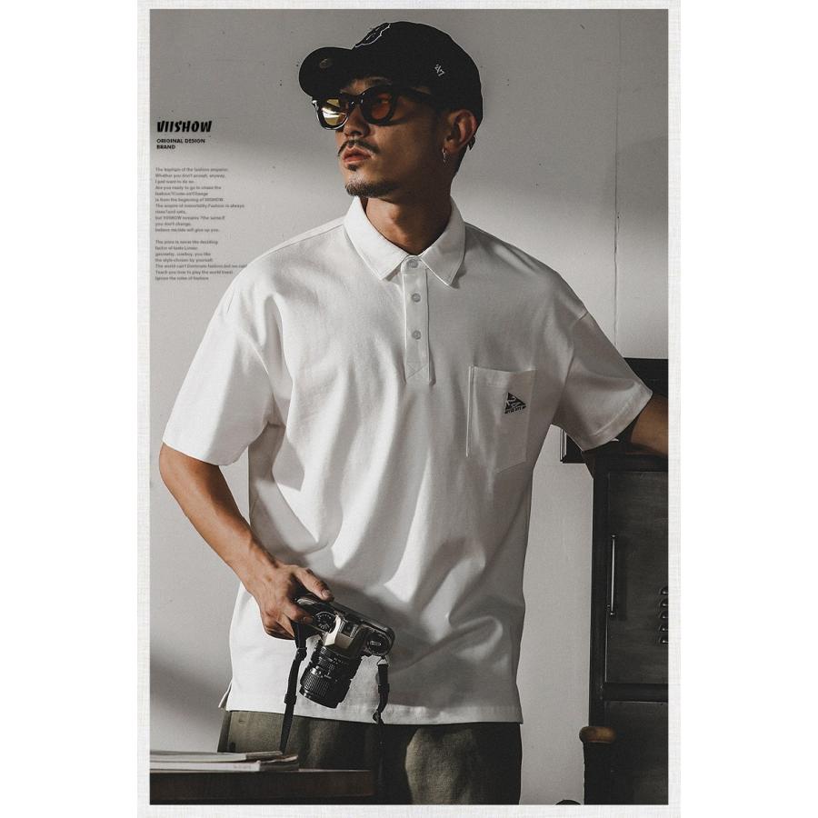 ポロシャツ 半袖 プルオーバーシャツ メンズ ポケット付き ビッグシルエット ワンポイント ストリート リゾート | ホームアイホーム | 04