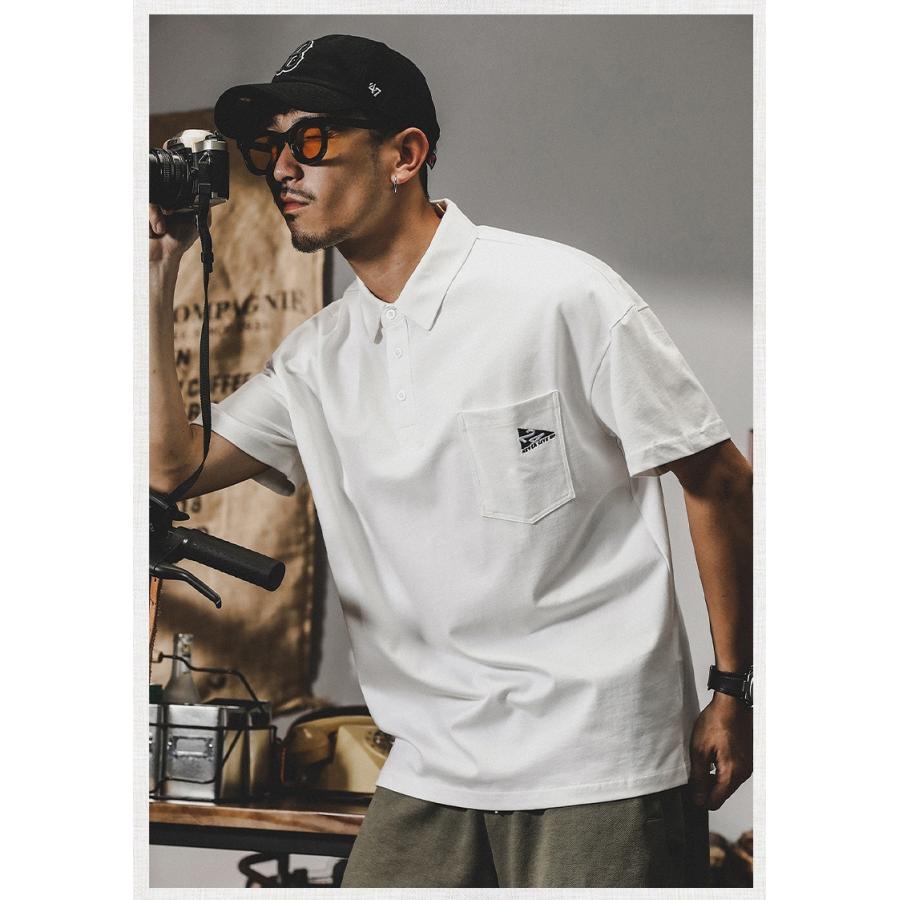 ポロシャツ 半袖 プルオーバーシャツ メンズ ポケット付き ビッグシルエット ワンポイント ストリート リゾート | ホームアイホーム | 05