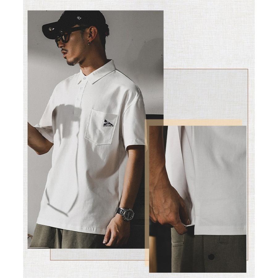 ポロシャツ 半袖 プルオーバーシャツ メンズ ポケット付き ビッグシルエット ワンポイント ストリート リゾート | ホームアイホーム | 07