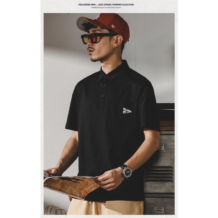 ポロシャツ 半袖 プルオーバーシャツ メンズ ポケット付き ビッグシルエット ワンポイント ストリート リゾート | ホームアイホーム | 09