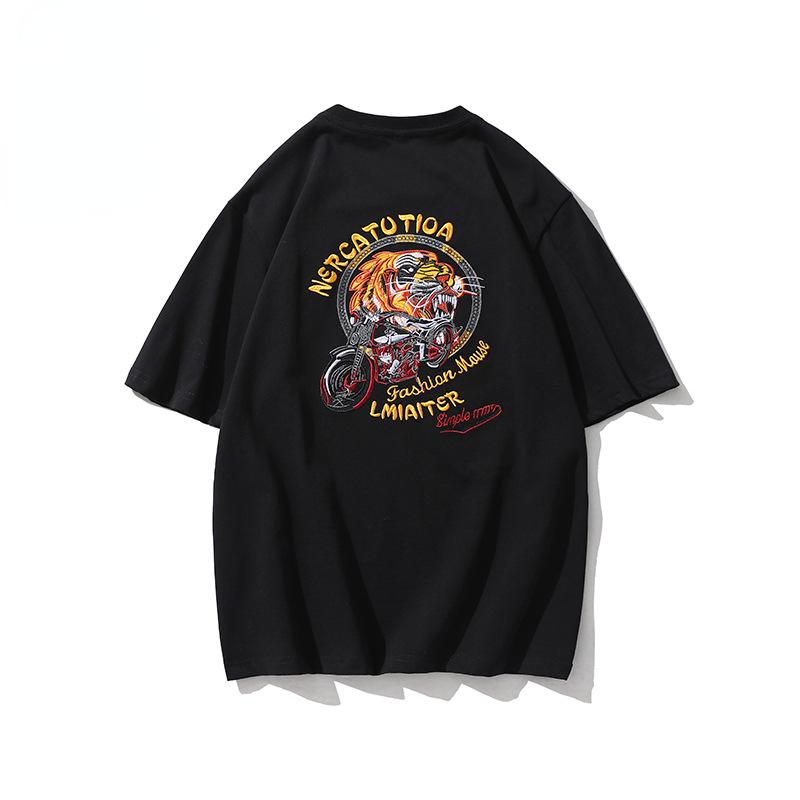 丸首tシャツ 刺繍入り メンズ 半袖 オシャレ 通気 綿t 吸汗 半袖tシャツ カットソー トップス 夏 白 黒 | ホームアイホーム | 02