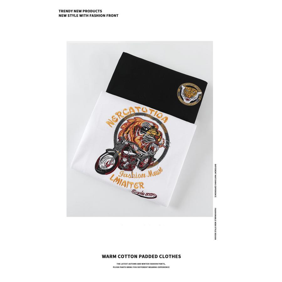 丸首tシャツ 刺繍入り メンズ 半袖 オシャレ 通気 綿t 吸汗 半袖tシャツ カットソー トップス 夏 白 黒 | ホームアイホーム | 07