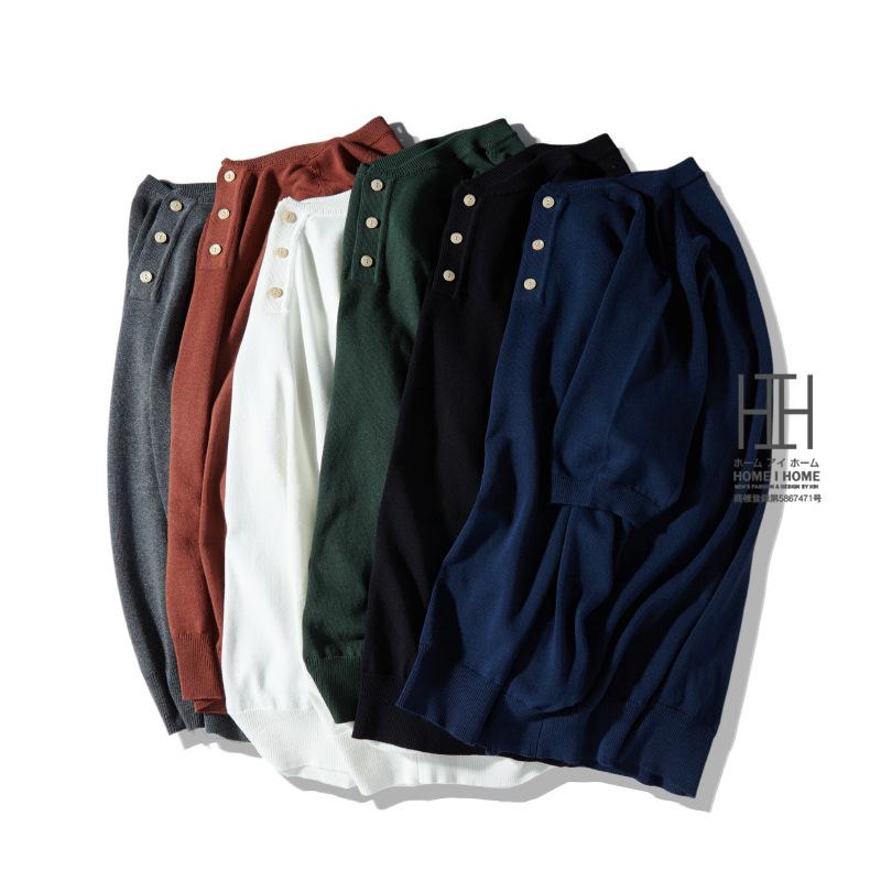 ヘンリーネックtシャツ メンズ 半袖ニット Tシャツ ヘビーウェイト ニットソー サマーニット レーヨン 涼しい カットソー 厚手 肉厚 かっこいい おしゃれ | ホームアイホーム | 08