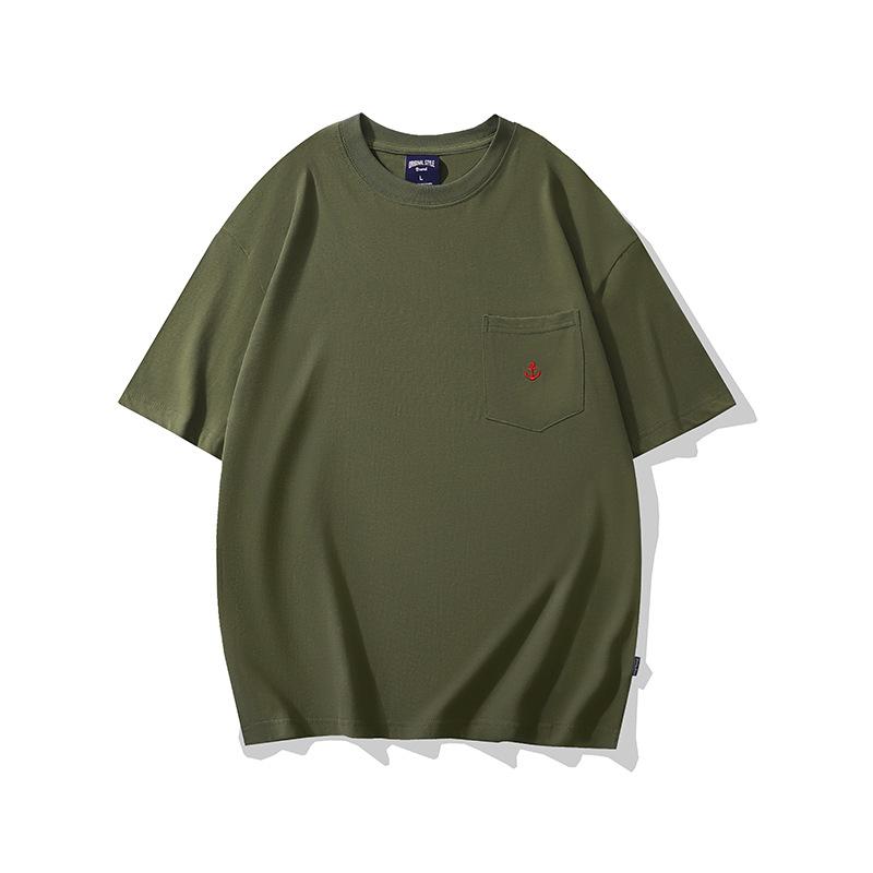 tシャツ メンズ シンプル 胸ポケットつき 刺繍 綿素材 着心地良い 通気 吸汗 トップス カジュアル ユニセックス カレッジ アメカジ 夏 | ホームアイホーム | 01
