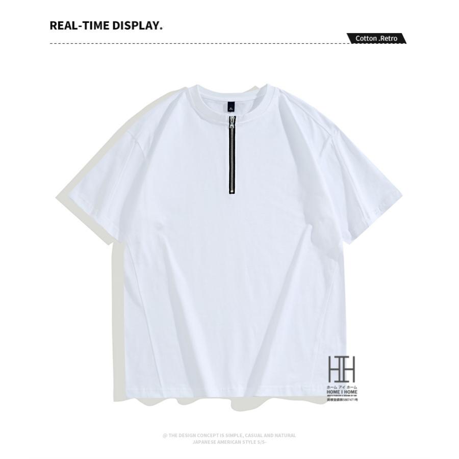 tシャツ メンズ 半袖 無地 おしゃれ カットソー 綿 100 クルーネック ハーフジップ おしゃれ プルオーバー トップス カジュアル インナー 重ね着 キレイめ | ホームアイホーム | 08