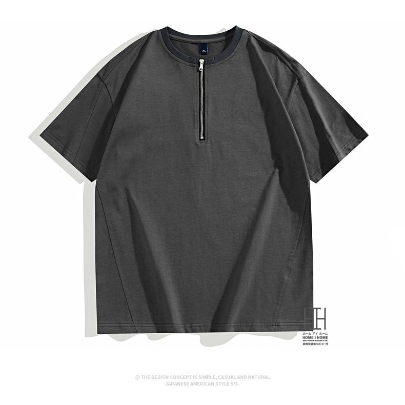 tシャツ メンズ 半袖 無地 おしゃれ カットソー 綿 100 クルーネック ハーフジップ おしゃれ プルオーバー トップス カジュアル インナー 重ね着 キレイめ | ホームアイホーム | 09