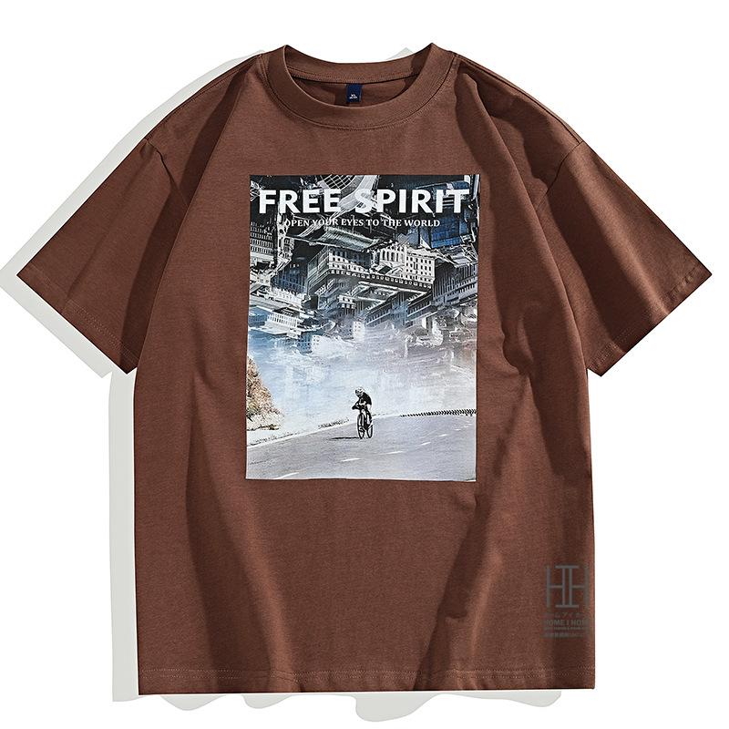 プリントtシャツ Tシャツ カットソー メンズ 半袖 大判プリント クルーネック 大きいサイズ 建物 アート 綿 100 ロゴ プレゼント おしゃれ プレゼント | ホームアイホーム