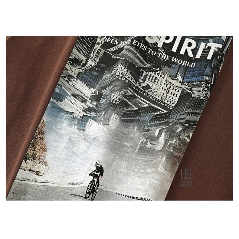プリントtシャツ Tシャツ カットソー メンズ 半袖 大判プリント クルーネック 大きいサイズ 建物 アート 綿 100 ロゴ プレゼント おしゃれ プレゼント | ホームアイホーム | 13