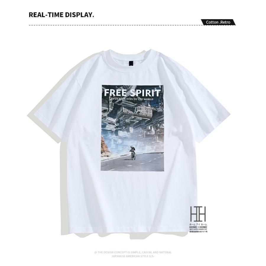 プリントtシャツ Tシャツ カットソー メンズ 半袖 大判プリント クルーネック 大きいサイズ 建物 アート 綿 100 ロゴ プレゼント おしゃれ プレゼント | ホームアイホーム | 08
