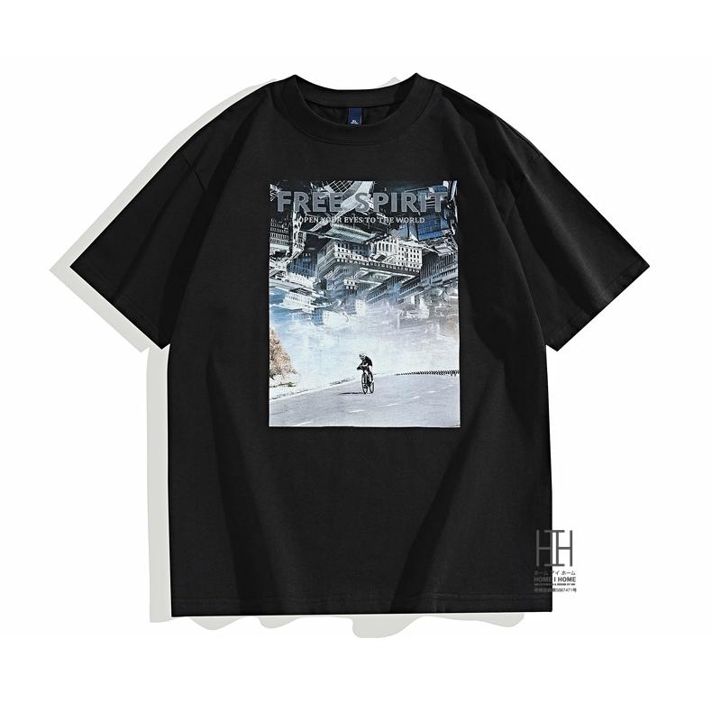 プリントtシャツ Tシャツ カットソー メンズ 半袖 大判プリント クルーネック 大きいサイズ 建物 アート 綿 100 ロゴ プレゼント おしゃれ プレゼント | ホームアイホーム | 09