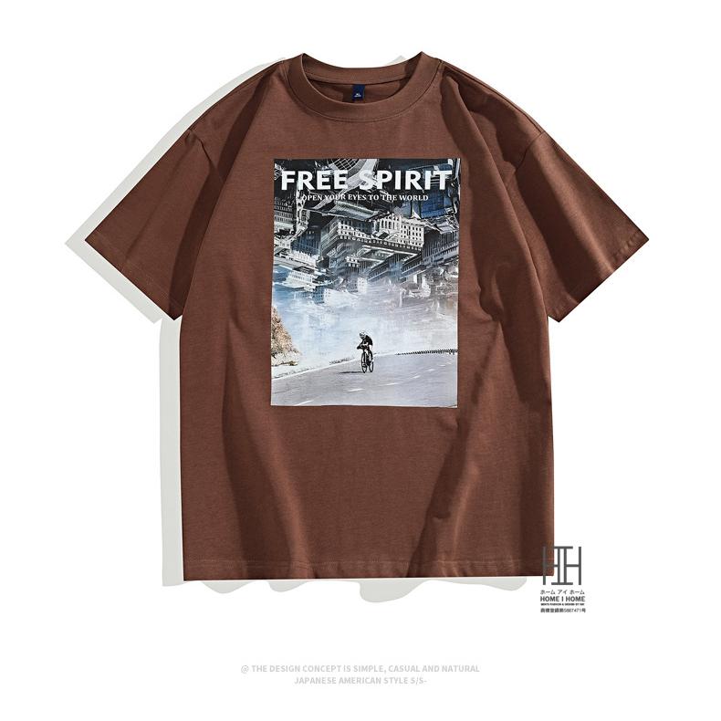 プリントtシャツ Tシャツ カットソー メンズ 半袖 大判プリント クルーネック 大きいサイズ 建物 アート 綿 100 ロゴ プレゼント おしゃれ プレゼント | ホームアイホーム | 10