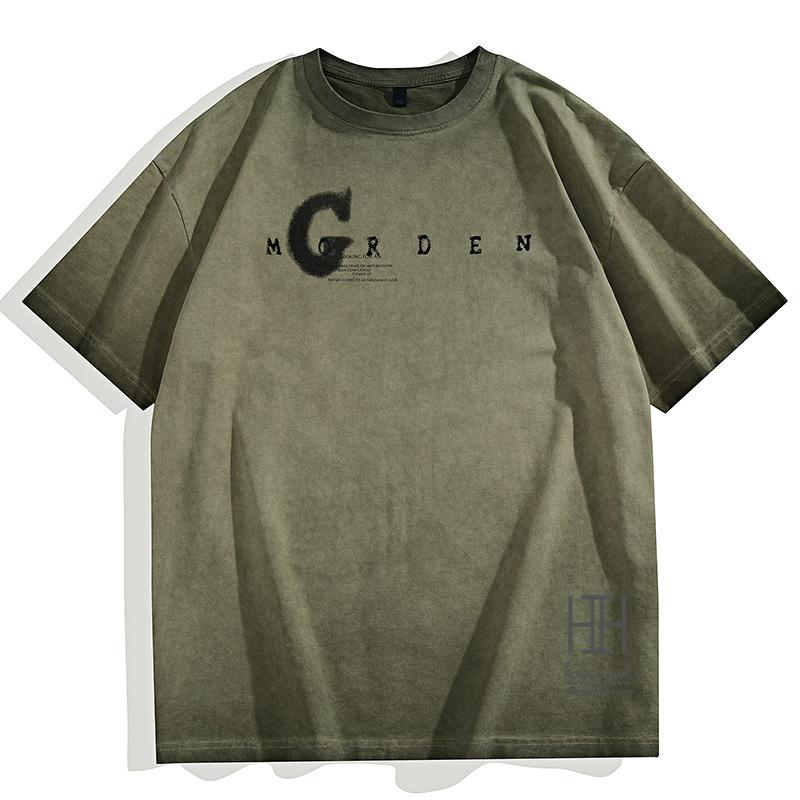 半袖tシャツ カットソー メンズ ヘビーウェイト プリント ウォッシュ加工 ユーズド おしゃれ ルーズ 大きいサイズ 綿 100 クルーネック トップス プリントT 夏物 | ホームアイホーム