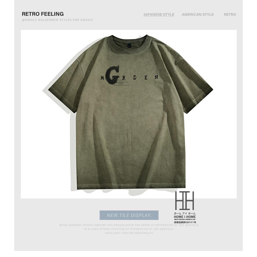 半袖tシャツ カットソー メンズ ヘビーウェイト プリント ウォッシュ加工 ユーズド おしゃれ ルーズ 大きいサイズ 綿 100 クルーネック トップス プリントT 夏物 | ホームアイホーム | 03