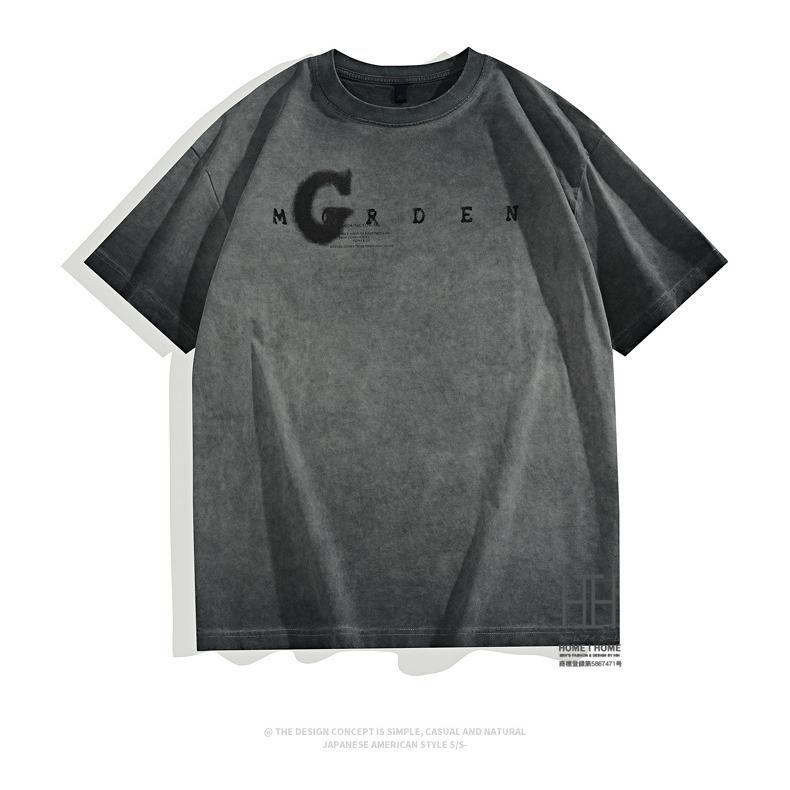 半袖tシャツ カットソー メンズ ヘビーウェイト プリント ウォッシュ加工 ユーズド おしゃれ ルーズ 大きいサイズ 綿 100 クルーネック トップス プリントT 夏物 | ホームアイホーム | 08