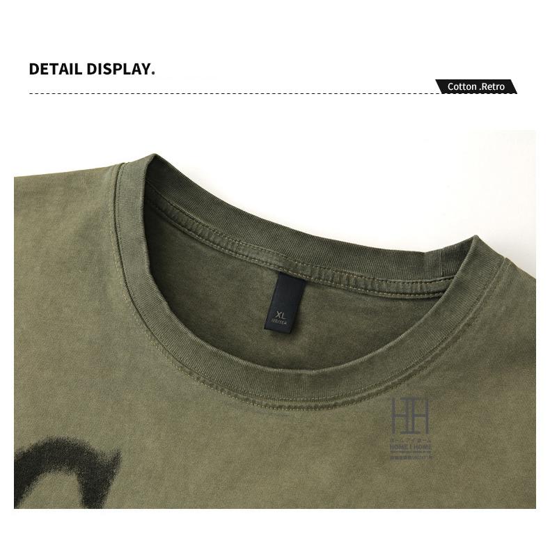 半袖tシャツ カットソー メンズ ヘビーウェイト プリント ウォッシュ加工 ユーズド おしゃれ ルーズ 大きいサイズ 綿 100 クルーネック トップス プリントT 夏物 | ホームアイホーム | 10