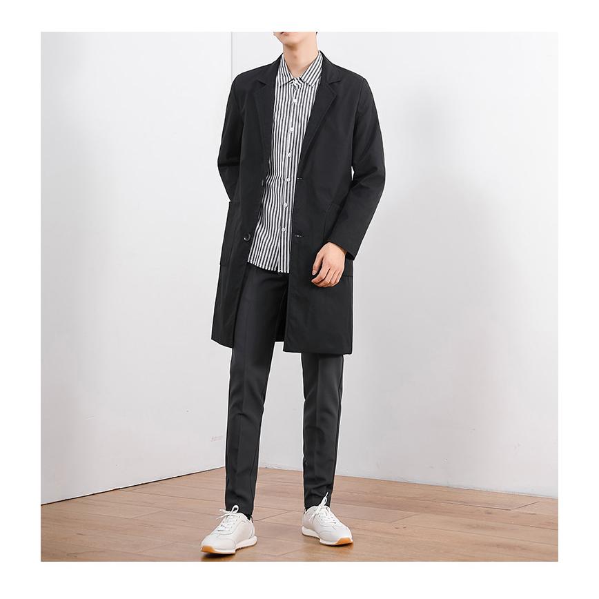 チェスターコート メンズ ミドル丈 膝上 シングル シンプル 軽い ステンカラーコート メンズカジュアル 黒 ビジネス 薄手 アウター 春秋 | ホームアイホーム | 08