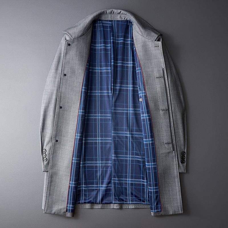 ステンカラーコート メンズ ビジネスコート チェック ミドル丈 シンプル 膝上 きれいめ 通勤 仕事 オフィス 50代 60代 アウター 冬 秋 春 | ホームアイホーム | 07
