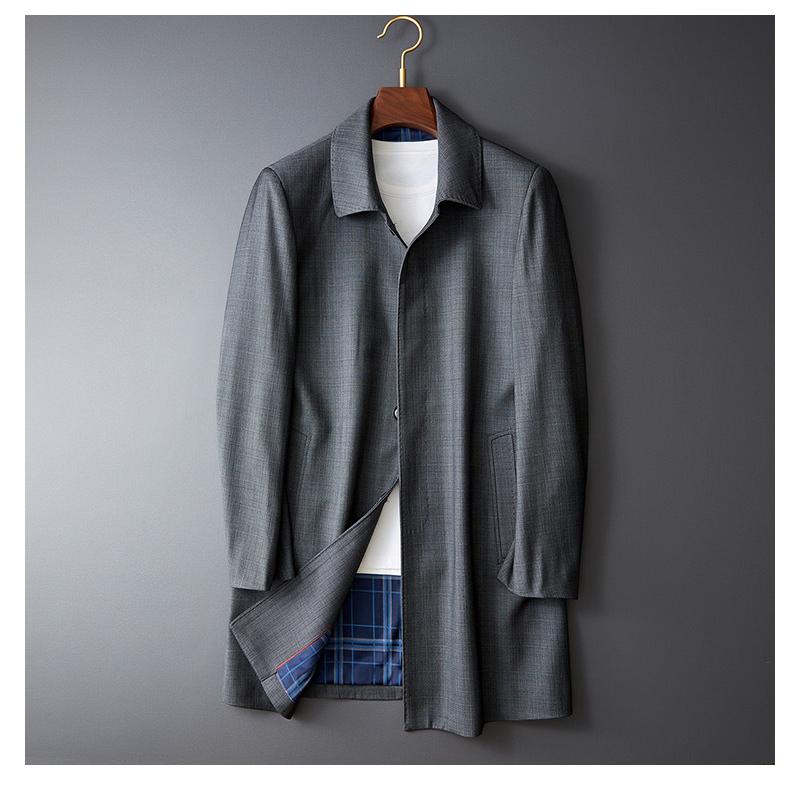 ステンカラーコート メンズ ビジネスコート チェック ミドル丈 シンプル 膝上 きれいめ 通勤 仕事 オフィス 50代 60代 アウター 冬 秋 春 | ホームアイホーム | 09