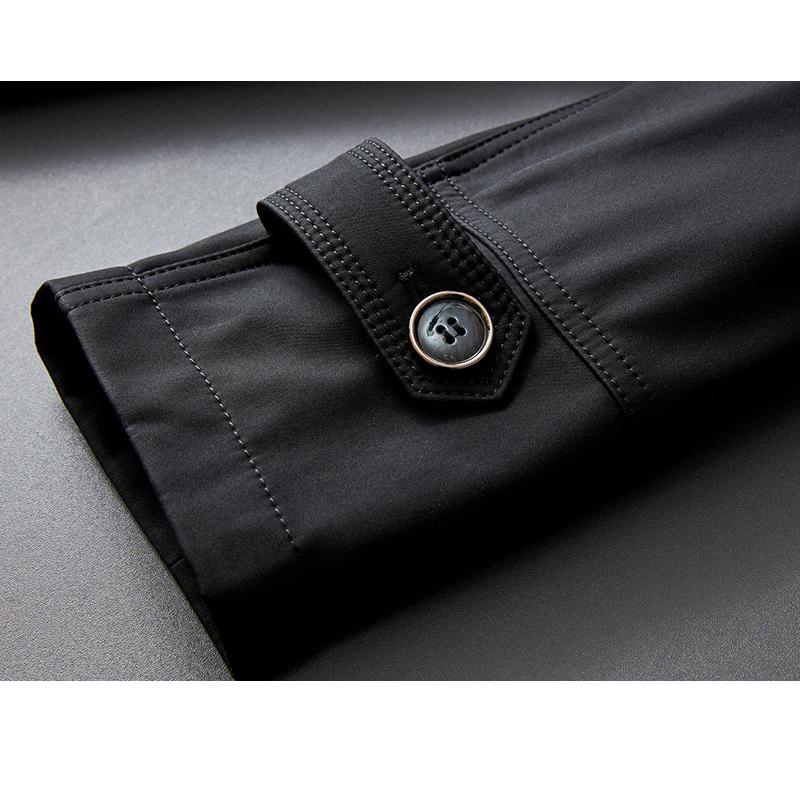 トレンチコートメンズ ミドル丈 Pコート 80cm ダブル ビジネス ベルト フォーマル ミリタリー チェック裏地 ブラック 通勤春秋 | ホームアイホーム | 13