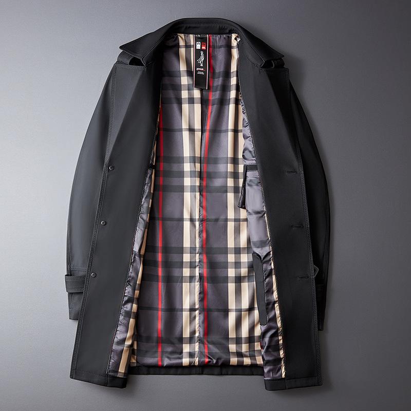 トレンチコートメンズ ミドル丈 Pコート 80cm ダブル ビジネス ベルト フォーマル ミリタリー チェック裏地 ブラック 通勤春秋 | ホームアイホーム | 06