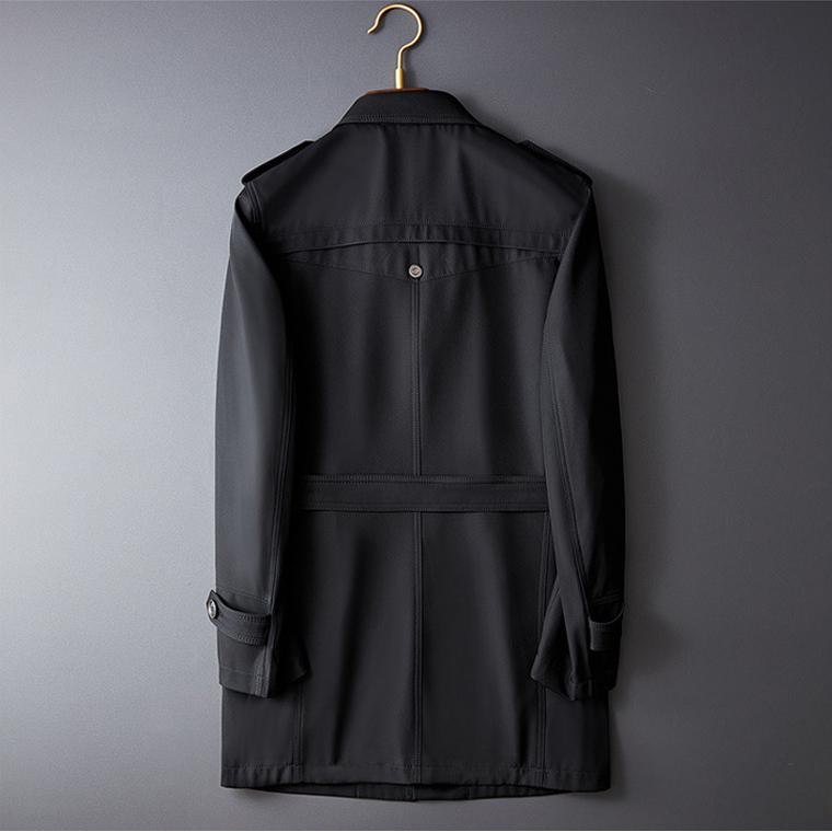 トレンチコートメンズ ミドル丈 Pコート 80cm ダブル ビジネス ベルト フォーマル ミリタリー チェック裏地 ブラック 通勤春秋 | ホームアイホーム | 07