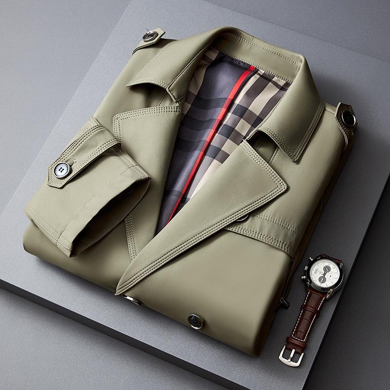 ダブルトレンチコートメンズ ロング Pコート ビジネス ベルト付き ミリタリー フォーマル チェック裏地 塹壕 通勤春秋 | ホームアイホーム | 05