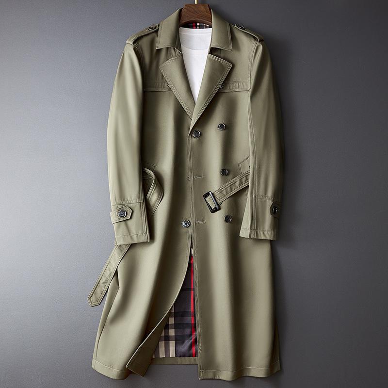ダブルトレンチコートメンズ ロング Pコート ビジネス ベルト付き ミリタリー フォーマル チェック裏地 塹壕 通勤春秋 | ホームアイホーム | 09