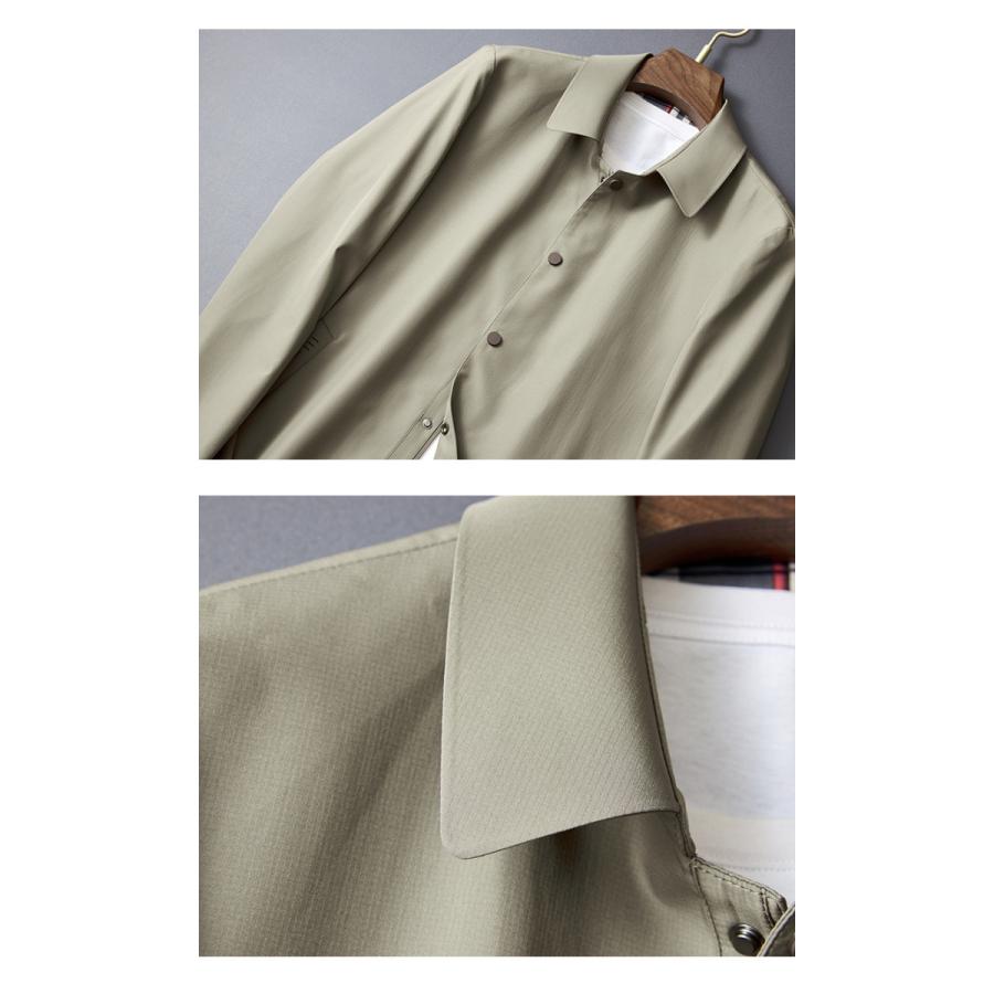 ステンカラーコート メンズ 無地 スナップボタン留め ビジネスコート シンプル カジュアル きれいめ 通勤 仕事 コート アウター 冬 秋 春 | ホームアイホーム | 07