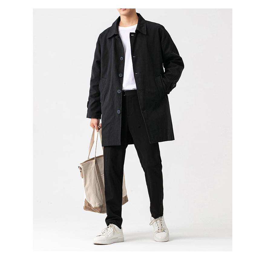 ステンカラーコート メンズ ビジネスコート チェック ミドル丈 シンプル 膝上 大きいサイズ 通勤 仕事 オフィス アウター 冬 秋 春 | ホームアイホーム | 05