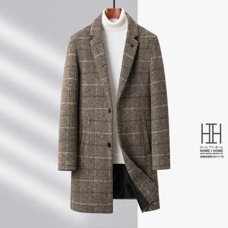 チェスターコート メンズ ロングコート チェック柄 おしゃれ ブローチ付き ビジネス ウール混 ビジネスコート 通勤 ウールコート 防寒 保温 暖かい 秋服 冬服 | ホームアイホーム | 14
