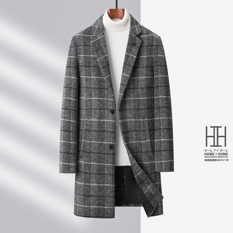 チェスターコート メンズ ロングコート チェック柄 おしゃれ ブローチ付き ビジネス ウール混 ビジネスコート 通勤 ウールコート 防寒 保温 暖かい 秋服 冬服 | ホームアイホーム | 15