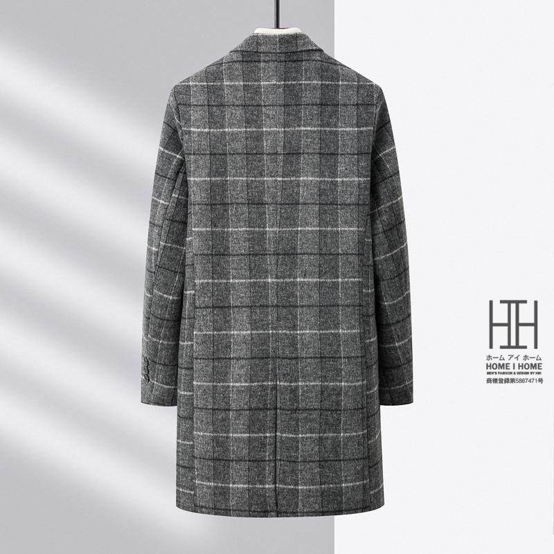 チェスターコート メンズ ロングコート チェック柄 おしゃれ ブローチ付き ビジネス ウール混 ビジネスコート 通勤 ウールコート 防寒 保温 暖かい 秋服 冬服 | ホームアイホーム | 05