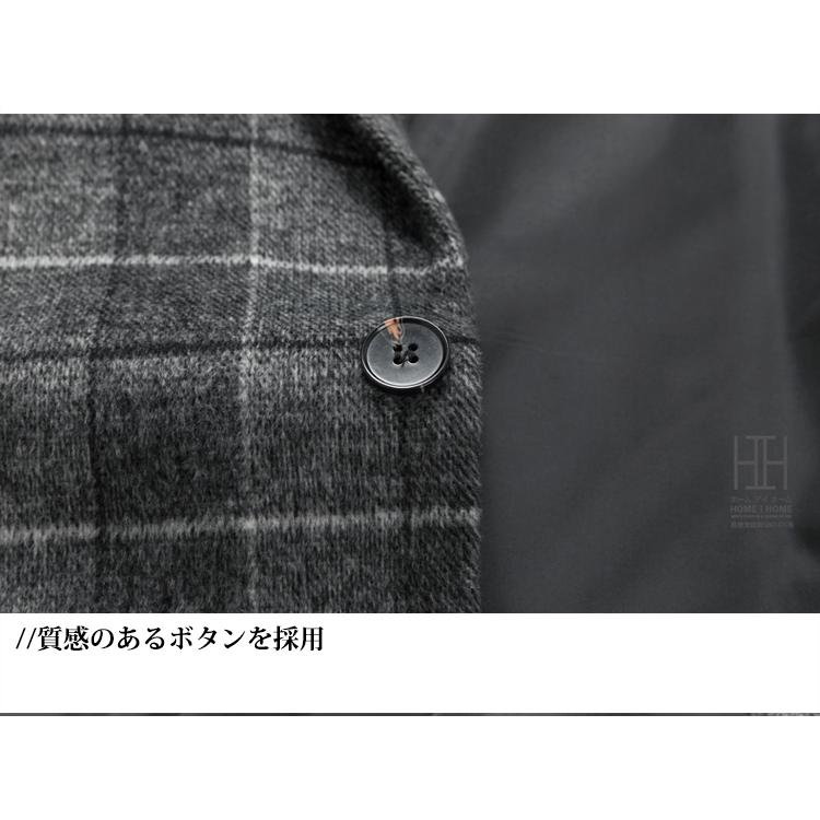 チェスターコート メンズ ロングコート チェック柄 おしゃれ ブローチ付き ビジネス ウール混 ビジネスコート 通勤 ウールコート 防寒 保温 暖かい 秋服 冬服 | ホームアイホーム | 11