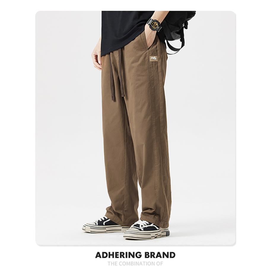 カーゴパンツ ズボン ロング丈 メンズ ストレート ゆったり ワークスタイル カジュアル ワンポイント丈夫 作業着 ゴムウェスト イージーパンツ | ホームアイホーム | 09