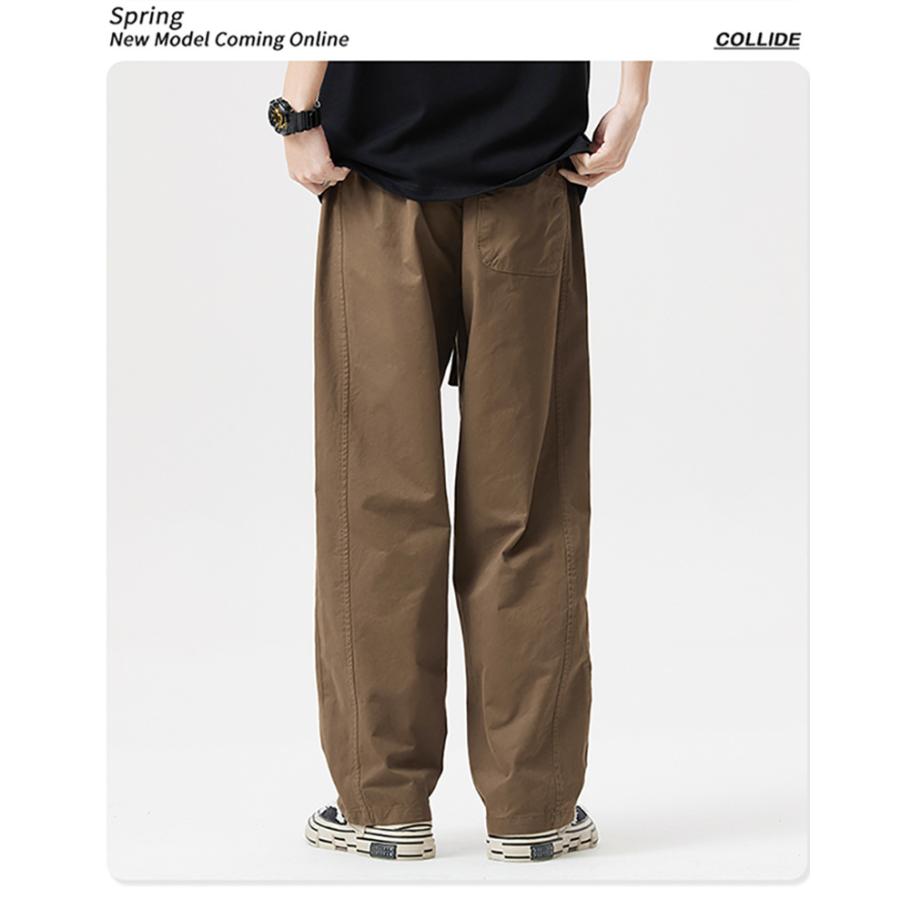 カーゴパンツ ズボン ロング丈 メンズ ストレート ゆったり ワークスタイル カジュアル ワンポイント丈夫 作業着 ゴムウェスト イージーパンツ | ホームアイホーム | 10