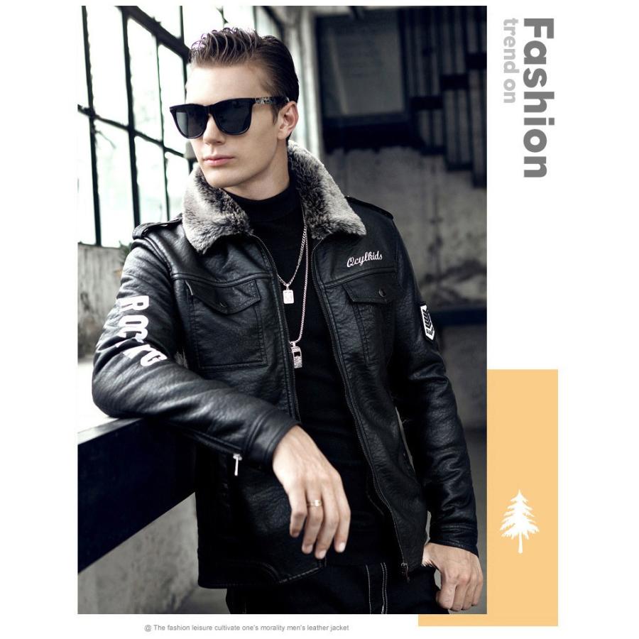 革ジャン メンズ ライダース 裏ボア PU フェイクファー 暖かい ジャケット 暖かい 秋冬アウター | ホームアイホーム | 07