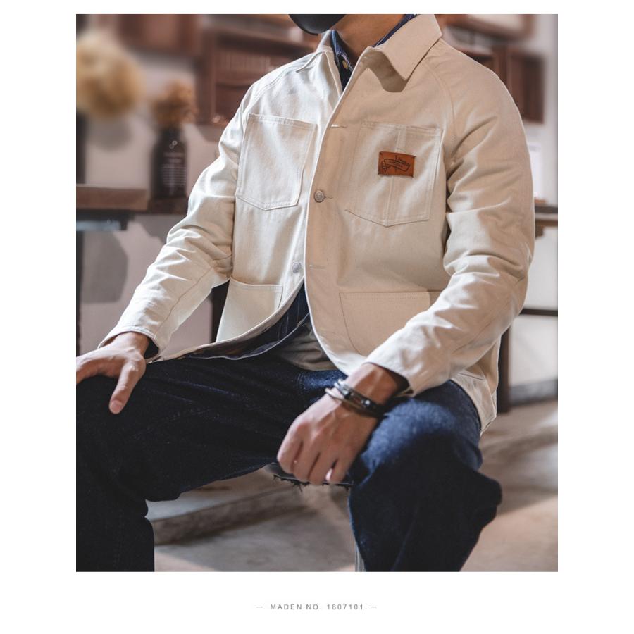 デニムジャケット デニム ジャケット メンズ 13.5oz DENIM ベージュ Gジャン ジージャン カバーオール おしゃれ 綿100 春 秋 冬 アウター ブルゾン 大きいサイズ | ホームアイホーム | 11