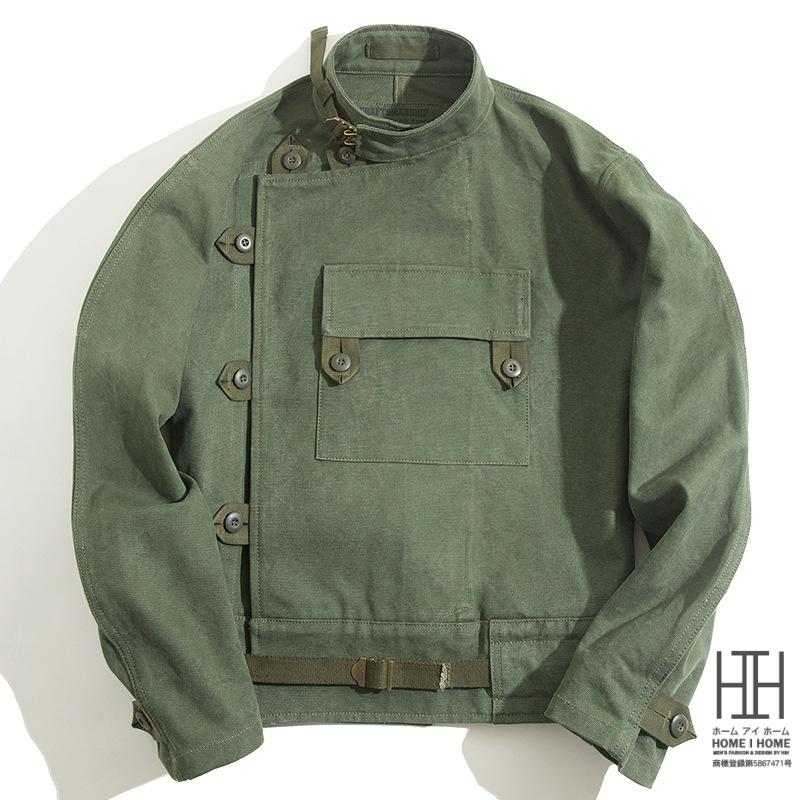 ライダースジャケット メンズ モーターサイクルジャケット 大きいサイズ 21ozキャンバス おしゃれ バイクジャケット WEDISH MOTORCYCLE JACKET Army ミリタリー | ホームアイホーム