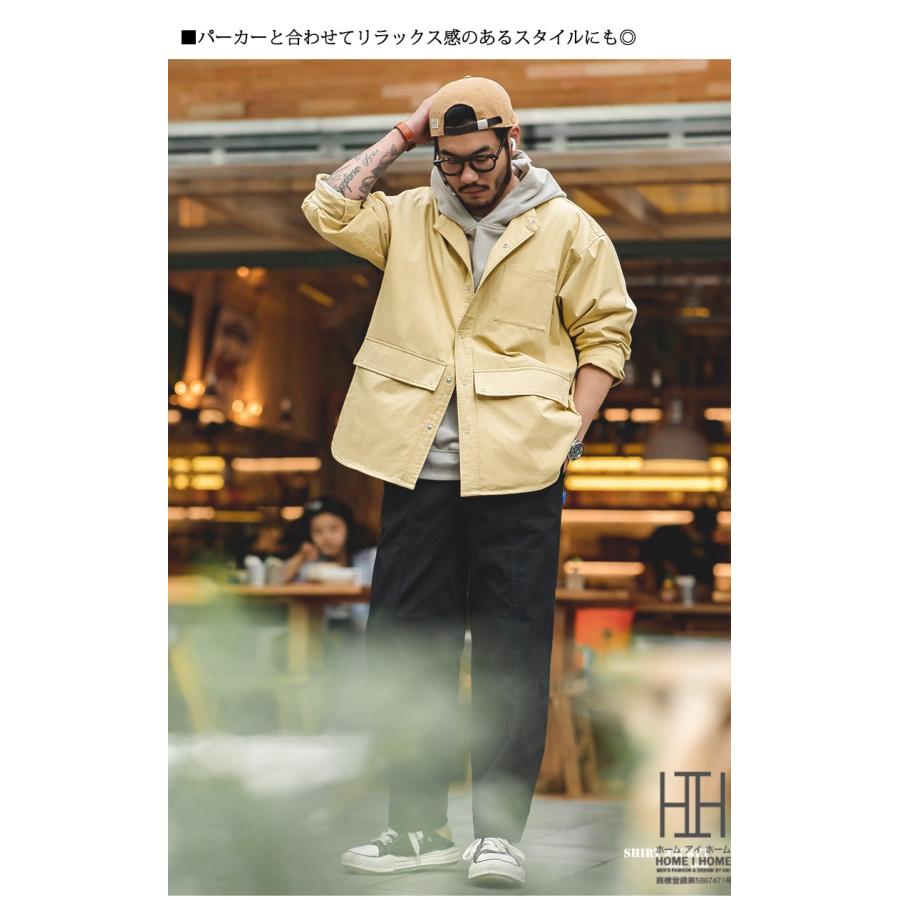 バンドカラー シャツジャケット メンズ 長袖 カジュアルシャツ 綿100 大きいサイズ アメカジ ポケット 長袖シャツ ゆったり ライトアウター 30代 40代 50代 | ホームアイホーム | 12