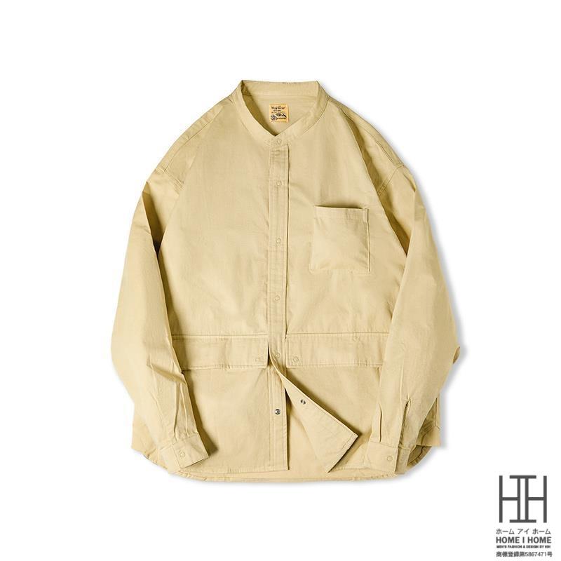 バンドカラー シャツジャケット メンズ 長袖 カジュアルシャツ 綿100 大きいサイズ アメカジ ポケット 長袖シャツ ゆったり ライトアウター 30代 40代 50代 | ホームアイホーム | 19