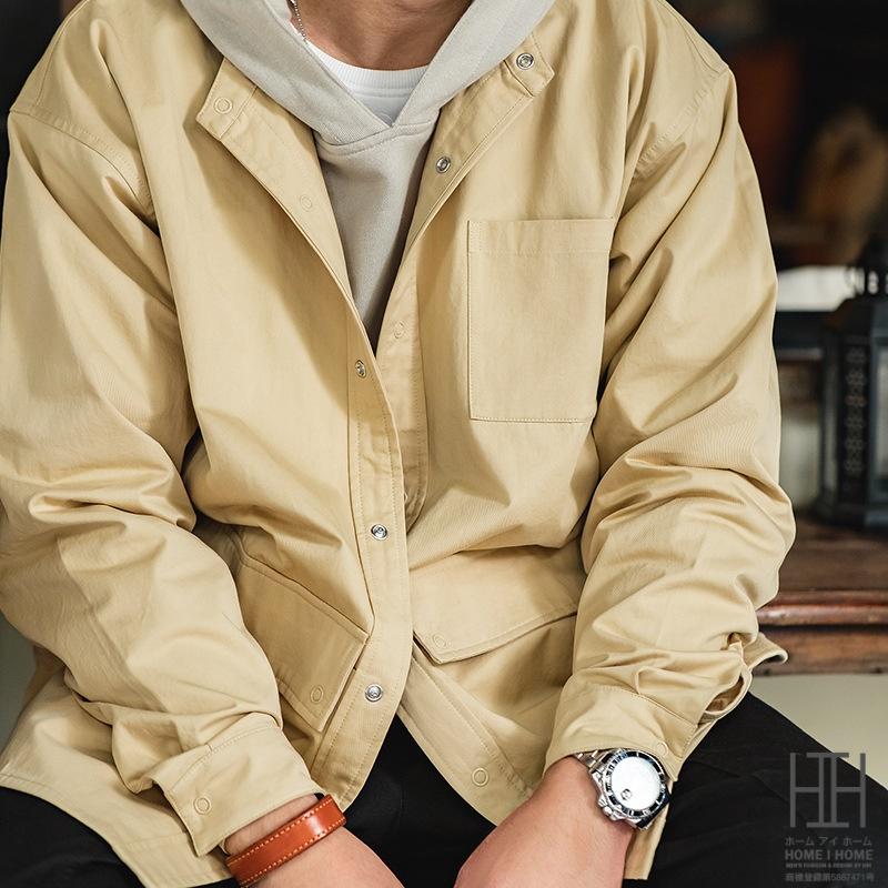 バンドカラー シャツジャケット メンズ 長袖 カジュアルシャツ 綿100 大きいサイズ アメカジ ポケット 長袖シャツ ゆったり ライトアウター 30代 40代 50代 | ホームアイホーム | 03