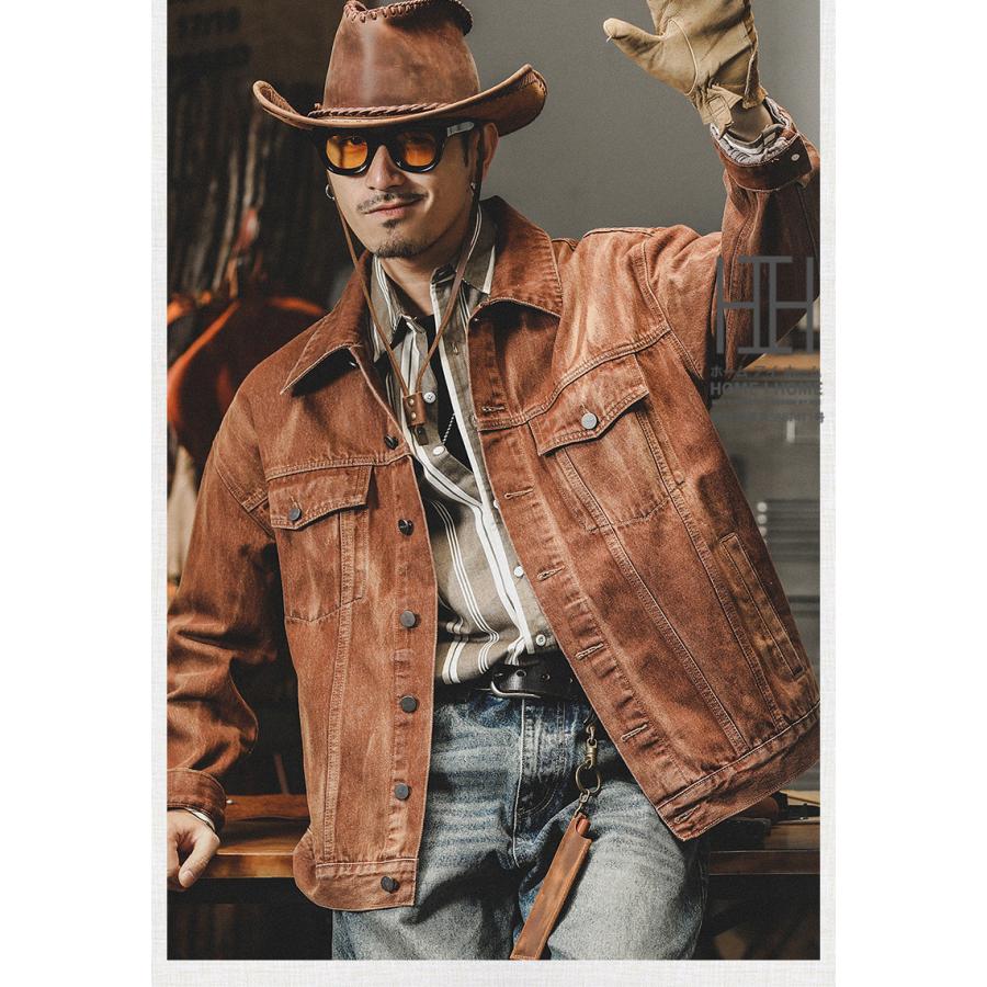 ヴィンテージジャケット デニムジャケット メンズ 色褪せ アウター ウオッシュ加工 ヴィンテージ風 アメカジ 20代 30代 40代 50代 おしゃれ ジージャン Gジャン | ホームアイホーム | 08