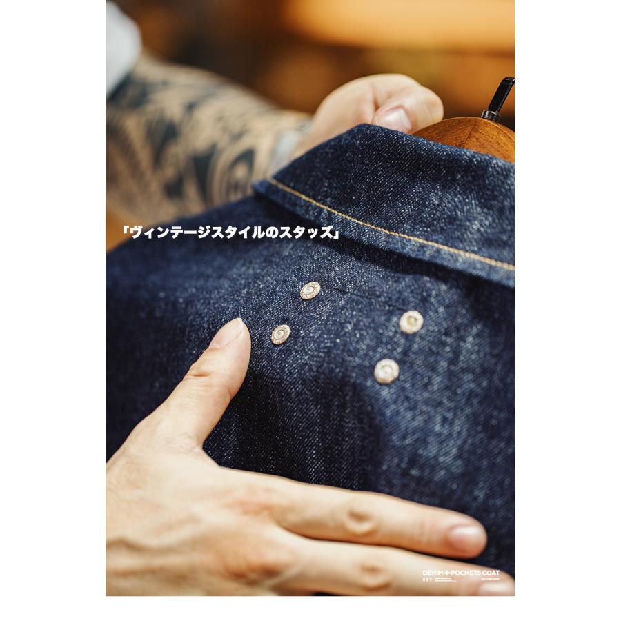 デニムジャケット シャツジャケット メンズ カバーオールジャケット 14oz DENIM ジージャン ブルゾン gジャン オーバーサイズ 大きいサイズ 多ポケット | ホームアイホーム | 06